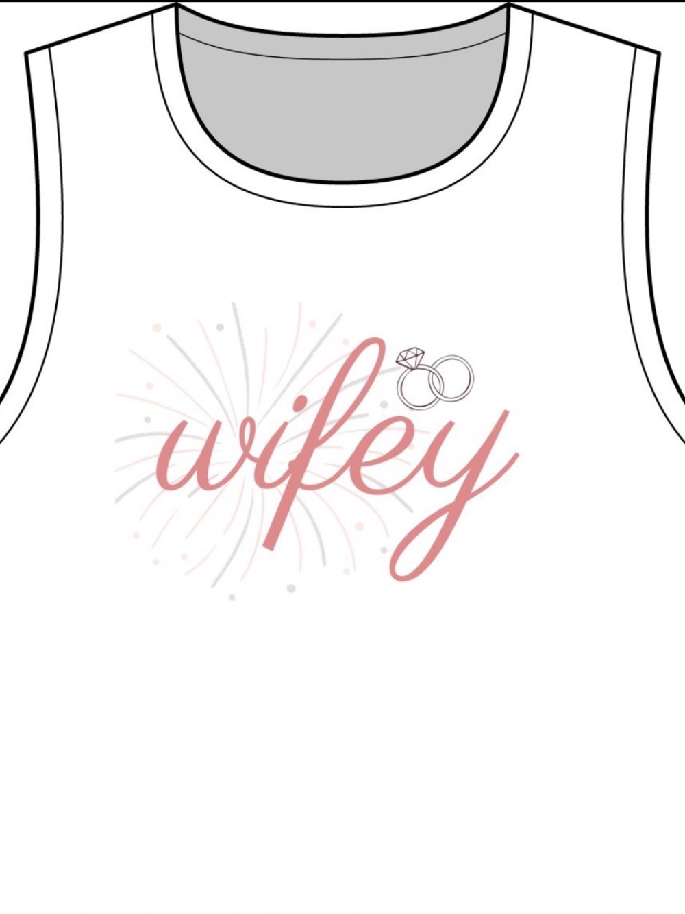Wifey Sleeveless Tank Top - White with Pink Script